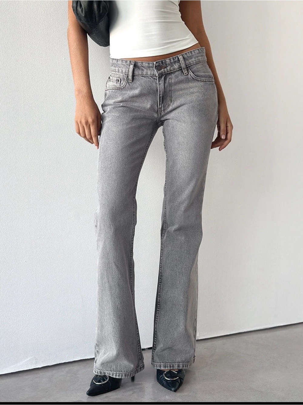 Motel Rocks Grey Flare Jeans